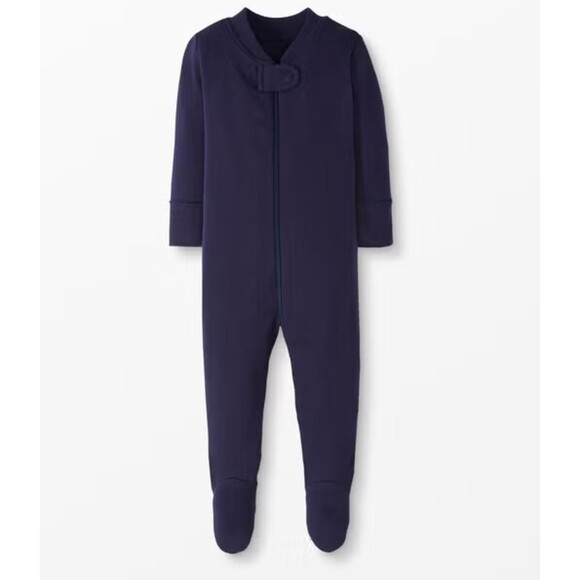 Hanna Andersson 3-6 Months Baby Zip Footed Sleeper Organic Cotton Navy Blue - Picture 1 of 6